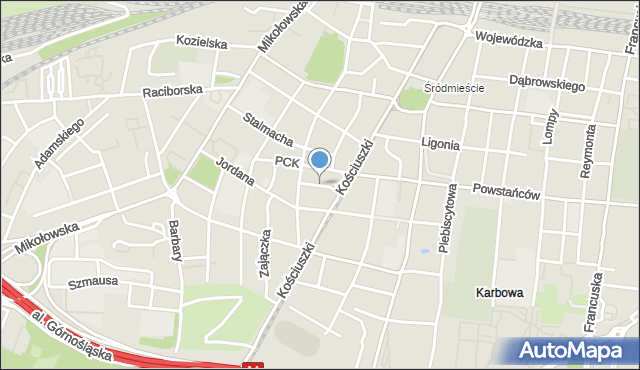 Katowice, Rymera Józefa, mapa Katowic