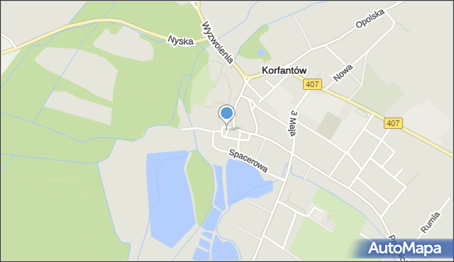 Korfantów, Rynek, mapa Korfantów