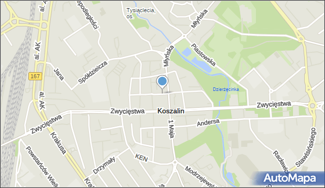 Koszalin, Rynek Staromiejski, mapa Koszalina