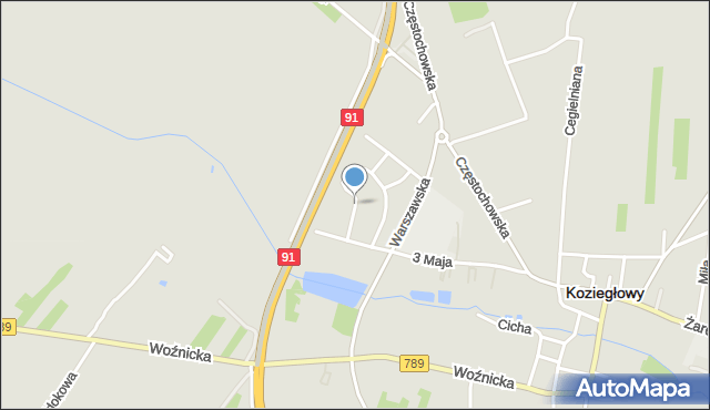 Koziegłowy powiat myszkowski, Rycerska, mapa Koziegłowy powiat myszkowski