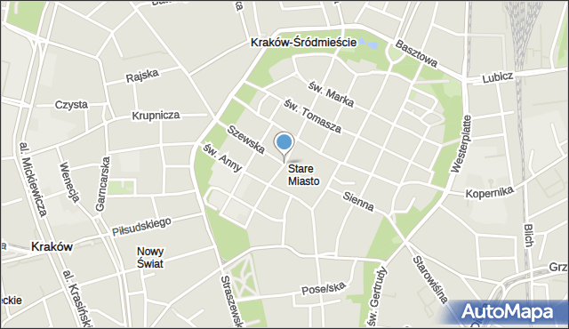 Kraków, Rynek Główny, mapa Krakowa