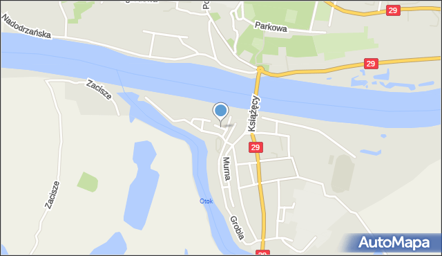 Krosno Odrzańskie, Rybaki, mapa Krosno Odrzańskie