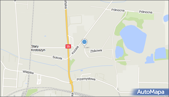 Krotoszyn, Rysia, mapa Krotoszyna