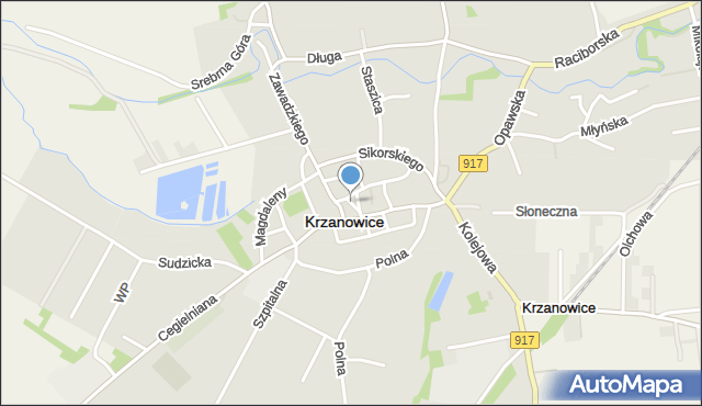 Krzanowice powiat raciborski, Rynek, mapa Krzanowice powiat raciborski