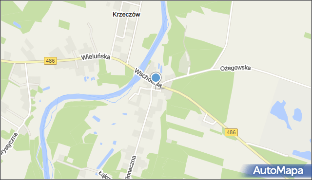 Krzeczów gmina Wierzchlas, Rynek, mapa Krzeczów gmina Wierzchlas