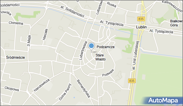 Lublin, Rybna, mapa Lublina