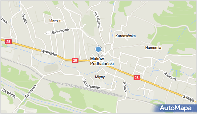 Maków Podhalański, Rynek, mapa Maków Podhalański