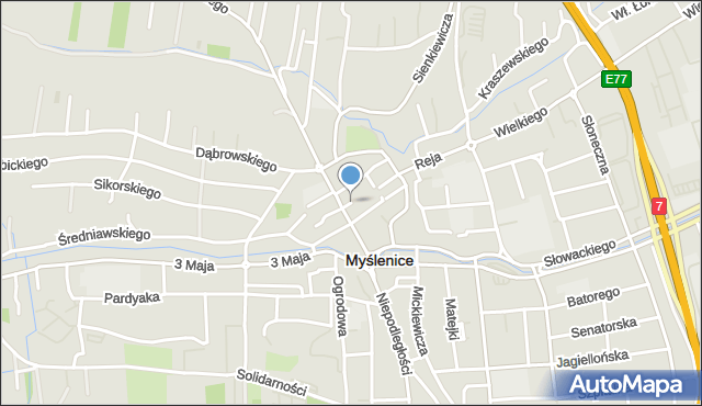 Myślenice, Rynek, mapa Myślenice