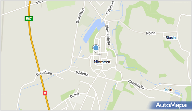 Niemcza, Rycerska, mapa Niemcza