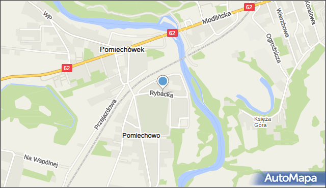 Pomiechowo, Rybacka, mapa Pomiechowo