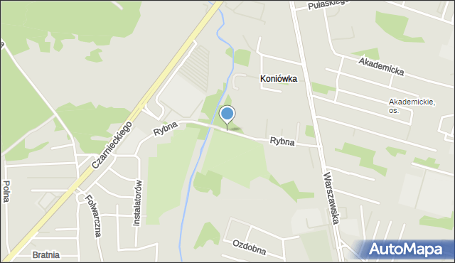 Radom, Rybna, mapa Radomia