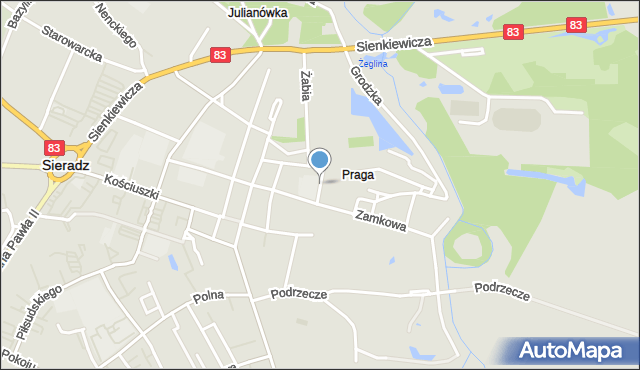 Sieradz, Rybna, mapa Sieradz