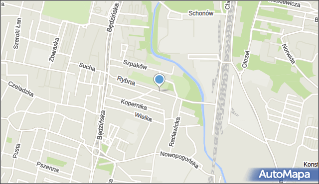Sosnowiec, Rybna, mapa Sosnowca
