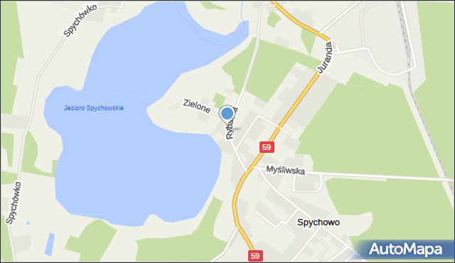 Spychowo, Rybacka, mapa Spychowo