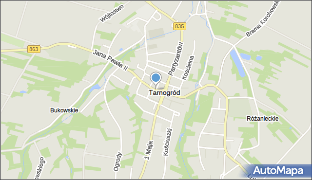 Tarnogród, Rynek, mapa Tarnogród