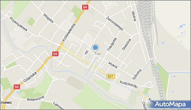 Braniewo, Rzemieślnicza, mapa Braniewo