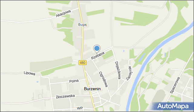 Burzenin, Rzeczna, mapa Burzenin