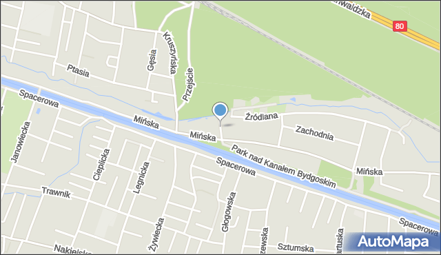 Bydgoszcz, Rzeczna, mapa Bydgoszczy