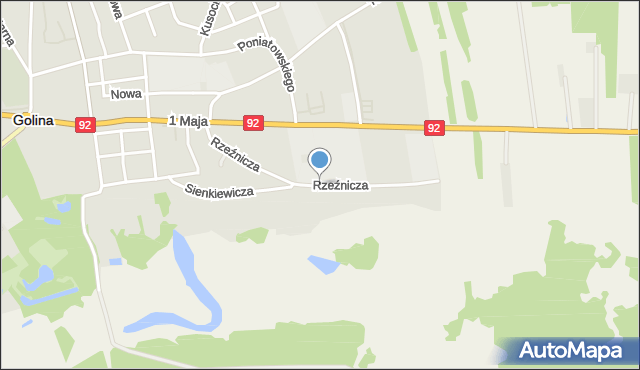 Golina powiat koniński, Rzeźnicza, mapa Golina powiat koniński