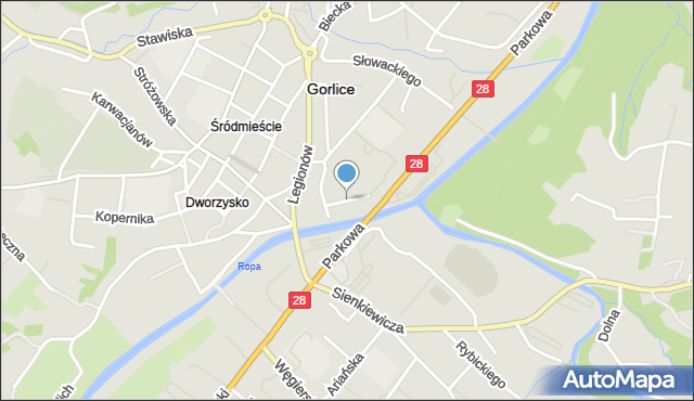 Gorlice, Rzeźnicza, mapa Gorlic