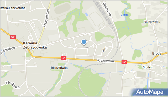 Kalwaria Zebrzydowska, Rzemieślnicza, mapa Kalwaria Zebrzydowska