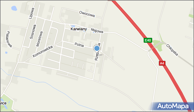 Karwiany, Rzeplińska, mapa Karwiany