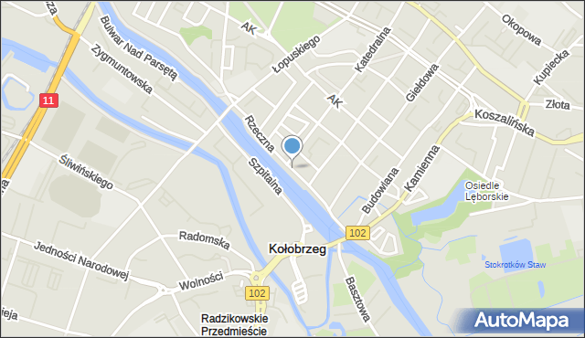 Kołobrzeg, Rzeczna, mapa Kołobrzegu