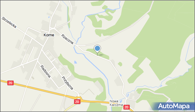 Korne, Rzeczna, mapa Korne