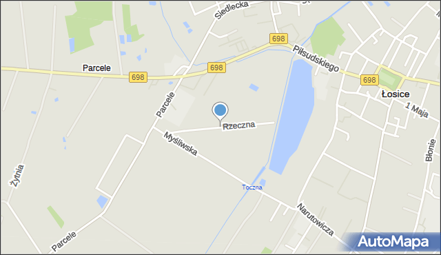 Łosice, Rzeczna, mapa Łosice