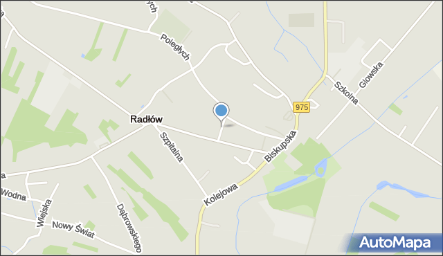 Radłów powiat tarnowski, Rzemieślnicza, mapa Radłów powiat tarnowski