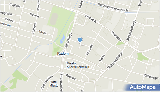 Radom, Rzemieślnicza, mapa Radomia