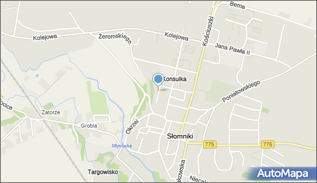 Słomniki, Rzemieślnicza, mapa Słomniki
