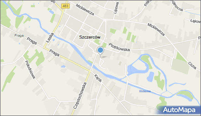 Szczerców, Rzeczna, mapa Szczerców