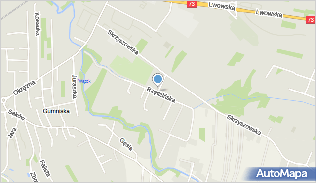 Tarnów, Rzędzińska, mapa Tarnów