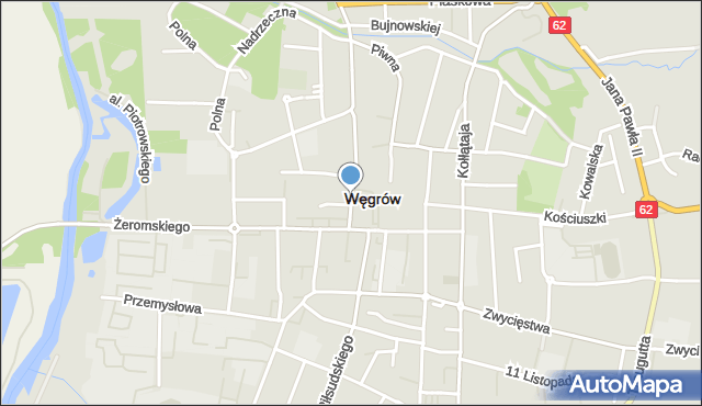 Węgrów, Rzemieślnicza, mapa Węgrów