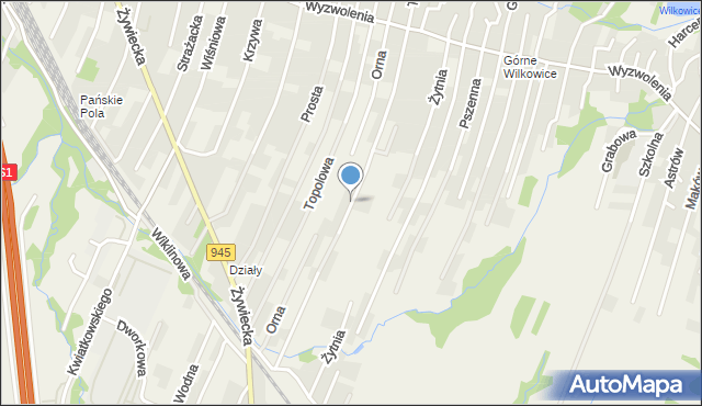 Wilkowice powiat bielski, Rzemieślnicza, mapa Wilkowice powiat bielski