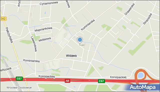 Wrocław, Rzemieślnicza, mapa Wrocławia