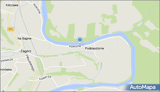 Zagórz powiat sanocki, Rzeczna, mapa Zagórz powiat sanocki