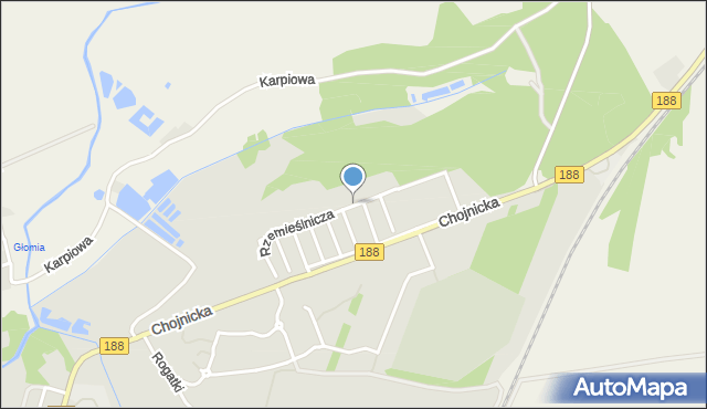 Złotów, Rzemieślnicza, mapa Złotów