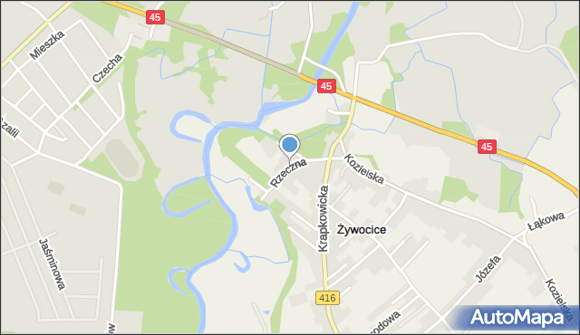 Żywocice, Rzeczna, mapa Żywocice