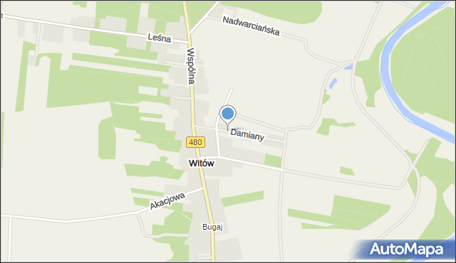 Witów gmina Burzenin, s. Damiany, mapa Witów gmina Burzenin