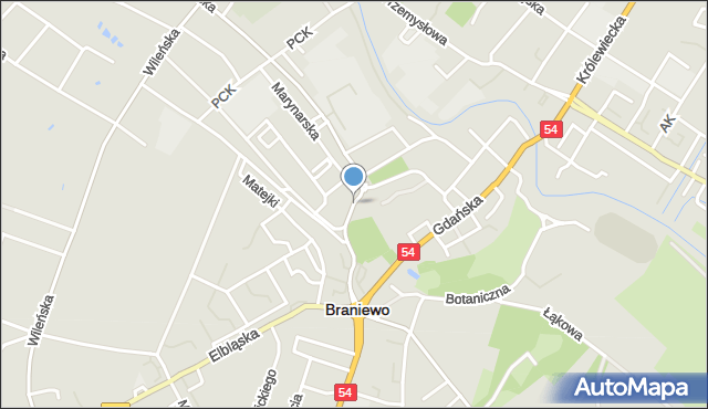 Braniewo, Sądowa, mapa Braniewo