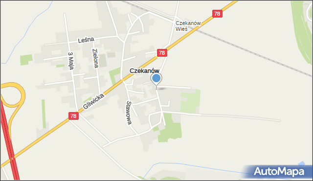 Czekanów gmina Zbrosławice, Sadowa, mapa Czekanów gmina Zbrosławice