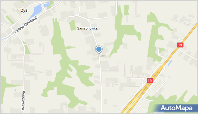 Dys, Samsonówka, mapa Dys