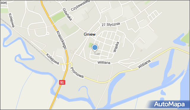 Gniew, Sambora, mapa Gniew