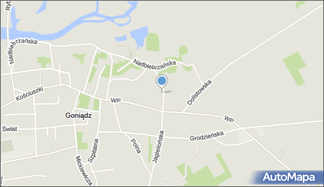 Goniądz, Sadowa, mapa Goniądz