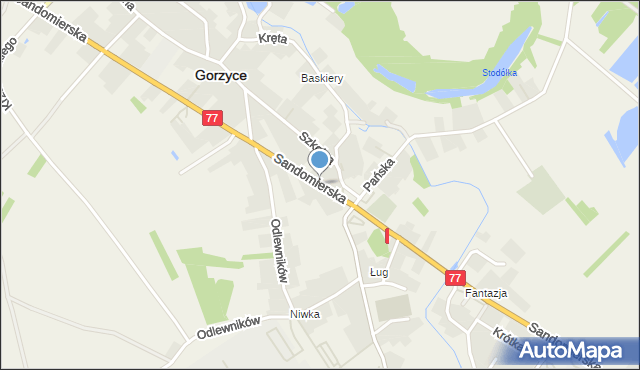 Gorzyce powiat tarnobrzeski, Sandomierska, mapa Gorzyce powiat tarnobrzeski