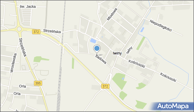 Iwiny gmina Siechnice, Sadowa, mapa Iwiny gmina Siechnice