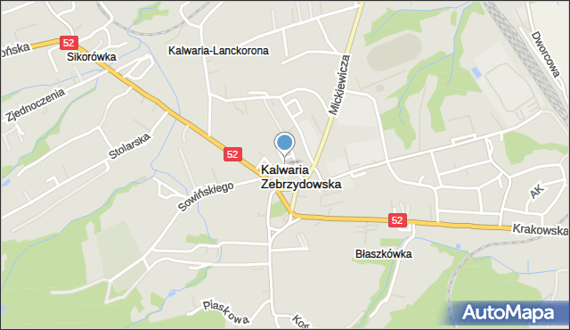 Kalwaria Zebrzydowska, Sądowa, mapa Kalwaria Zebrzydowska