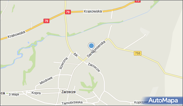 Koprzywnica powiat sandomierski, Sandomierska, mapa Koprzywnica powiat sandomierski